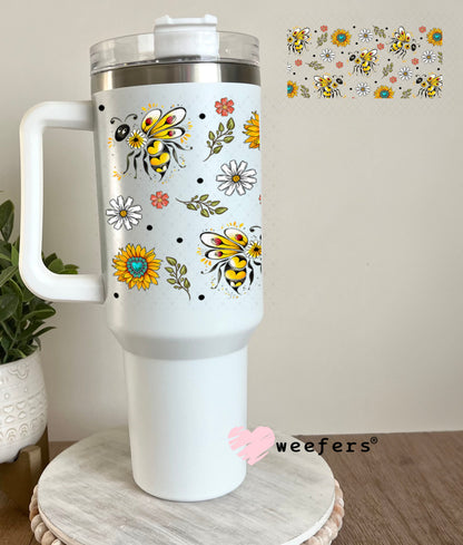 Fancy Flower Bees UV DTF Cup Wrap - Weefers Exclusive Wrap 40oz Tumbler Wrap Weefers