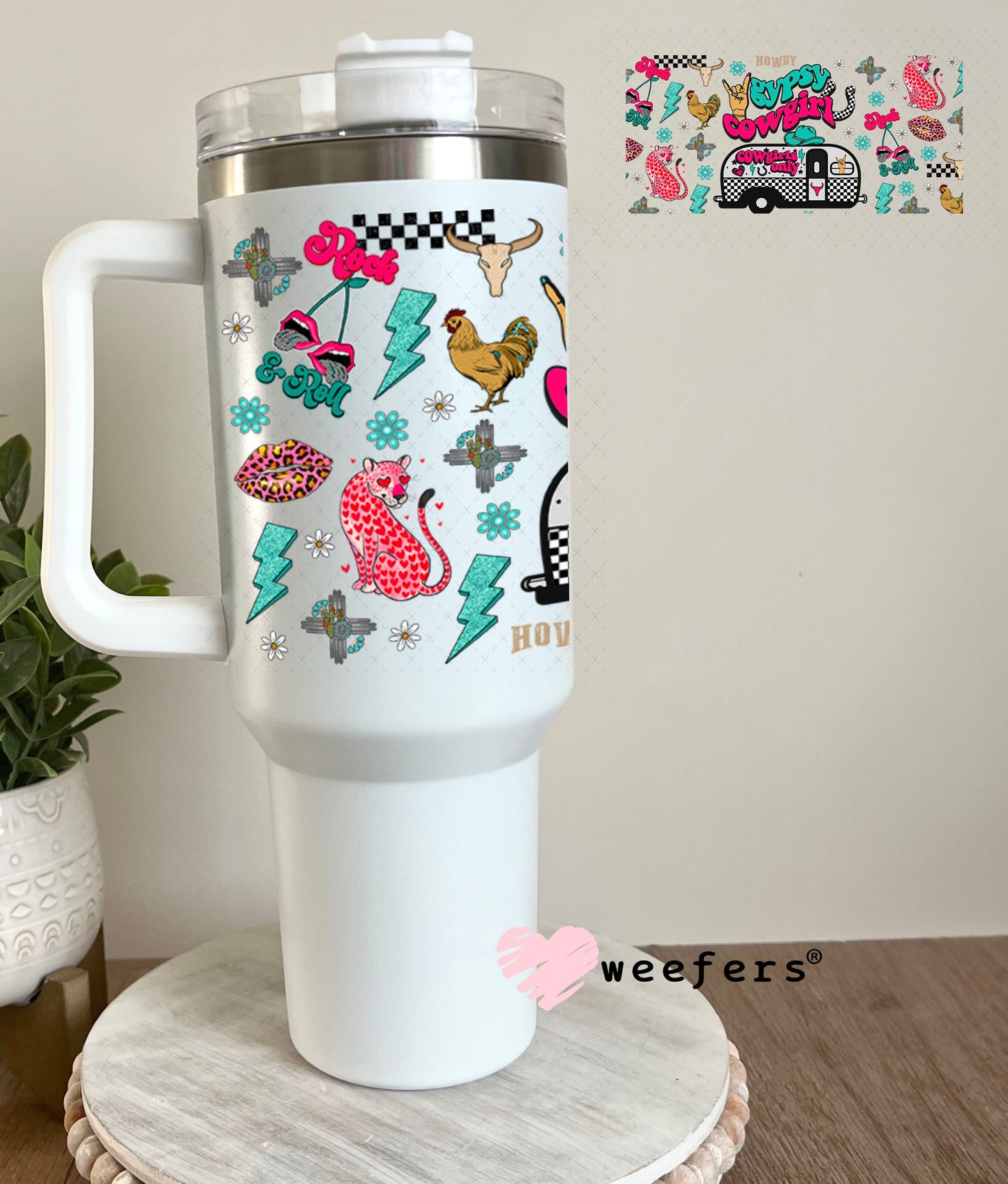 Gypsy Cowgirl UV DTF Cup Wrap - Weefers Exclusive Wrap 40oz Tumbler Wrap Weefers