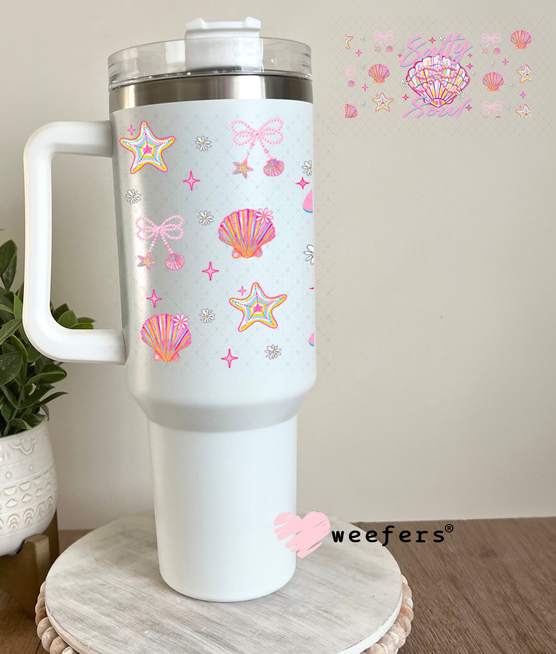 Pink Salty Soul UV DTF Cup Wrap - Weefers Exclusive Wrap 40oz Tumbler Wrap Weefers