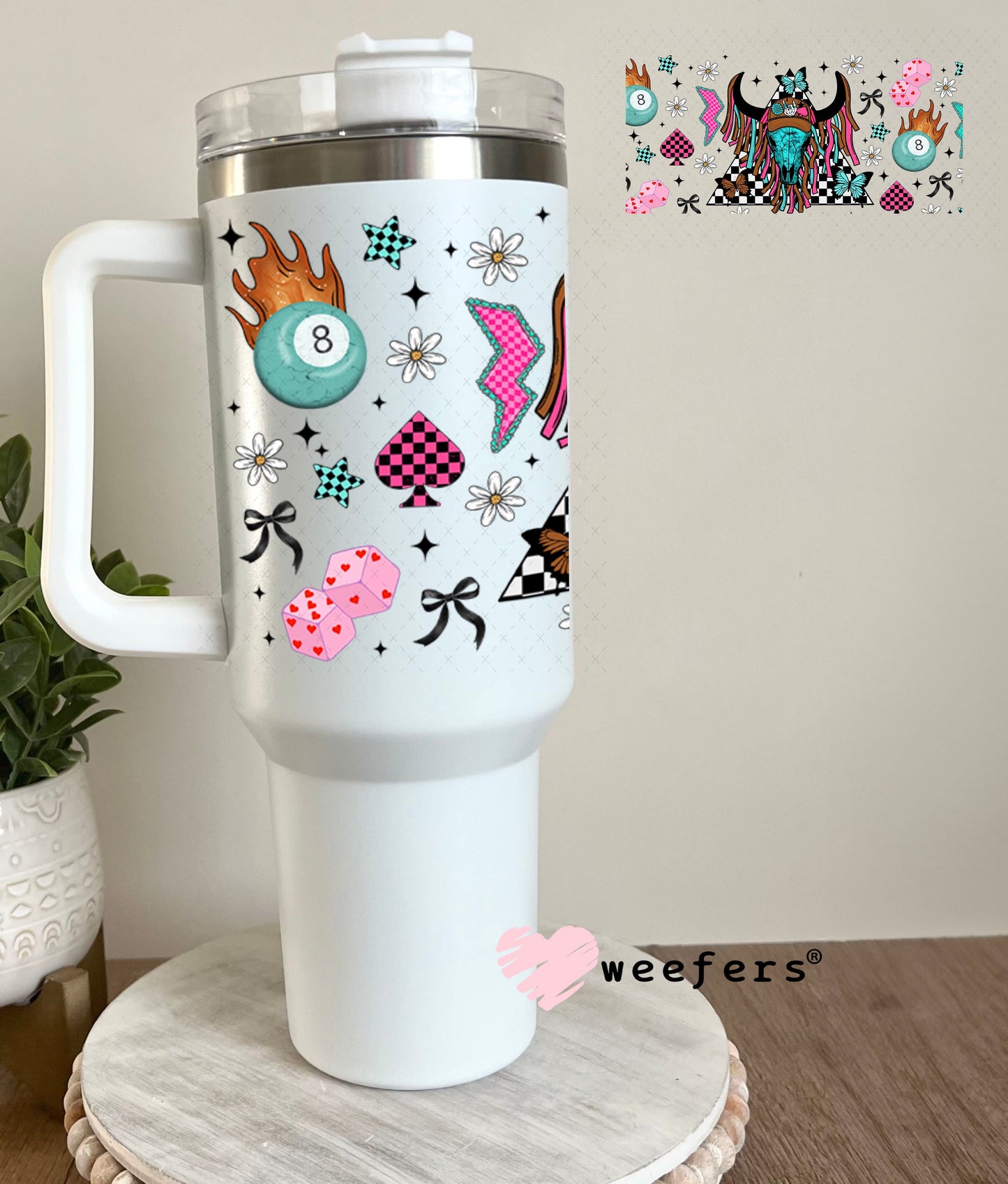 Bougie Cow Skull Trucker Hat UV DTF Cup Wrap - Weefers Exclusive Wrap 40oz Tumbler Wrap Weefers