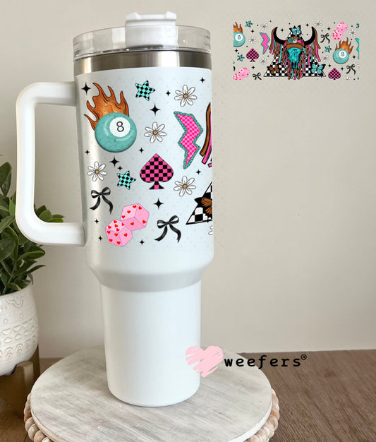 Bougie Cow Skull Trucker Hat UV DTF Cup Wrap - Weefers Exclusive Wrap 40oz Tumbler Wrap Weefers