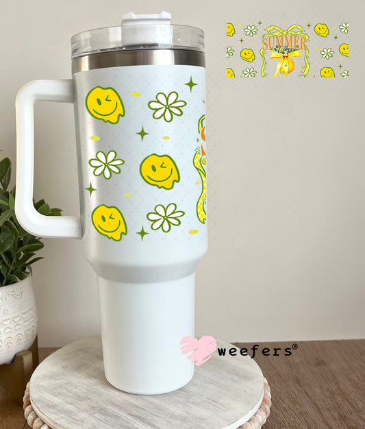 Summer Vibes Lemons UV DTF Cup Wrap - Weefers Exclusive Wrap 40oz Tumbler Wrap Weefers