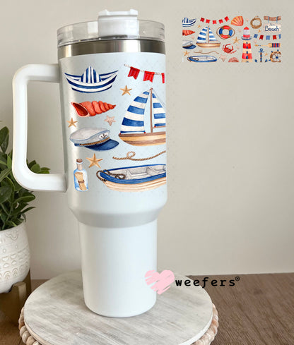 Nautical Theme UV DTF Cup Wrap - Weefers Exclusive Wrap 40oz Tumbler Wrap Weefers