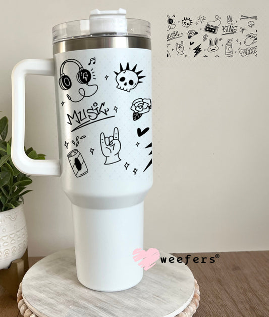 Retro Graffiti UV DTF Cup Wrap - Weefers Exclusive Wrap 40oz Tumbler Wrap Weefers