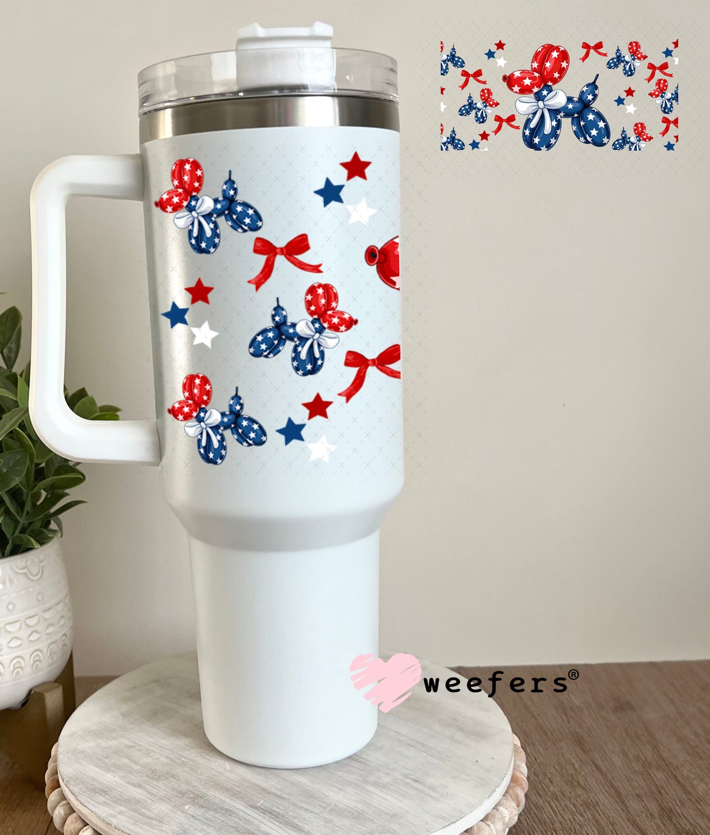 USA Patriot Balloon Dog UV DTF Cup Wrap - Weefers Exclusive Wrap 40oz Tumbler Wrap Weefers