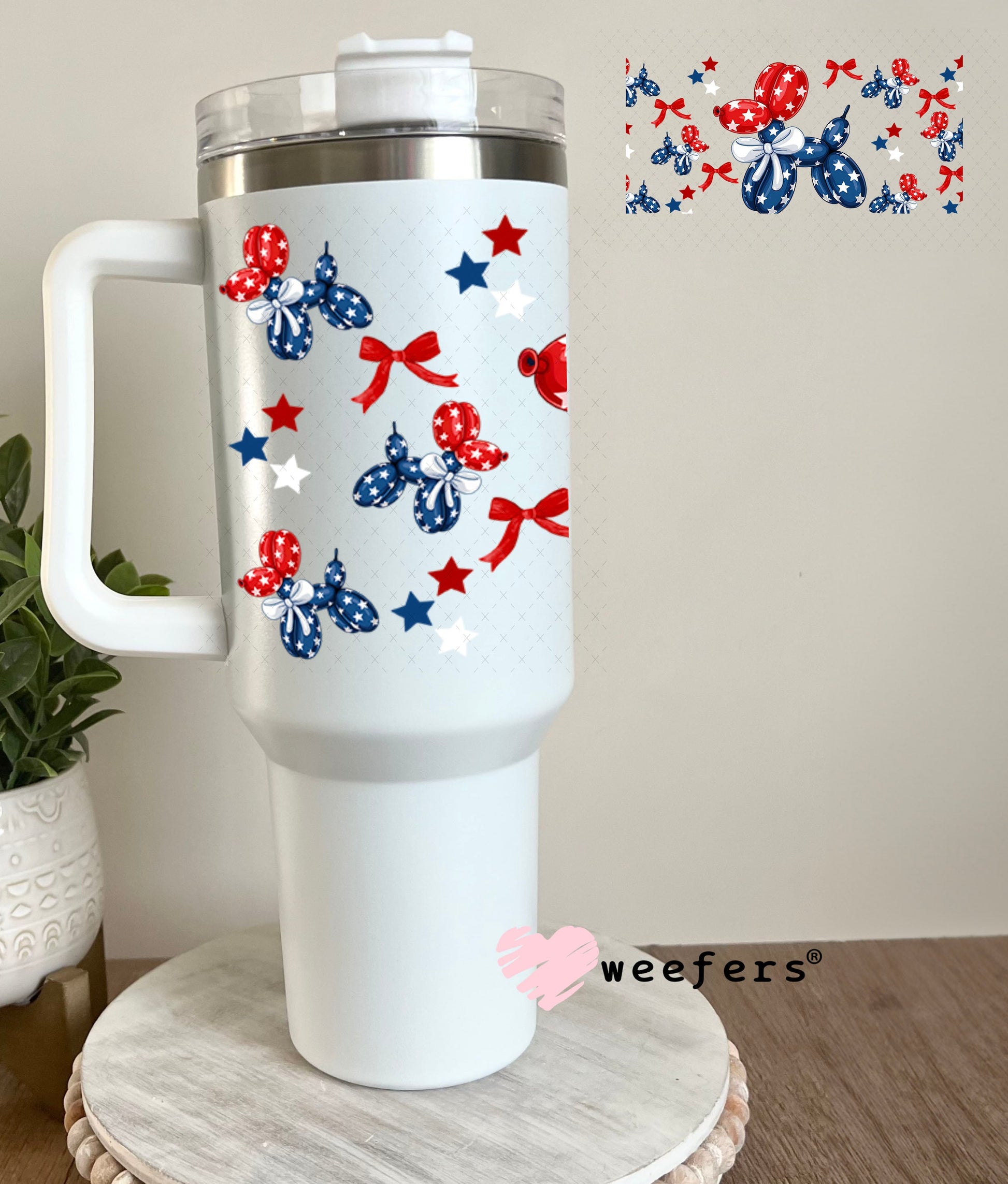 USA Patriot Balloon Dog UV DTF Cup Wrap - Weefers Exclusive Wrap 40oz Tumbler Wrap Weefers