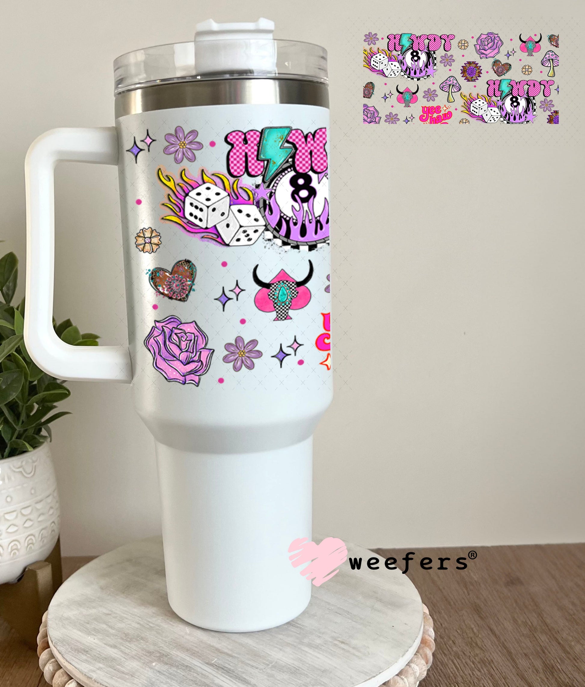 Howdy Purple Eightball UV DTF Cup Wrap - Weefers Exclusive Wrap 40oz Tumbler Wrap Weefers