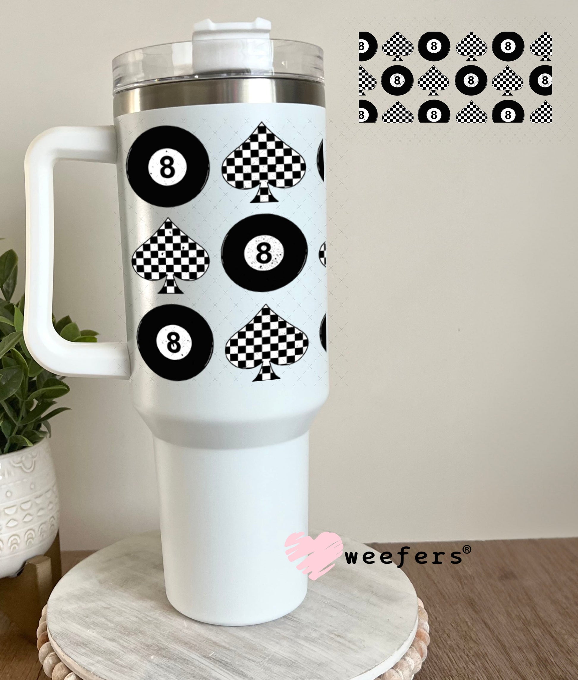 Spade Checkered UV DTF Cup Wrap - Weefers Exclusive Wrap 40oz Tumbler Wrap Weefers