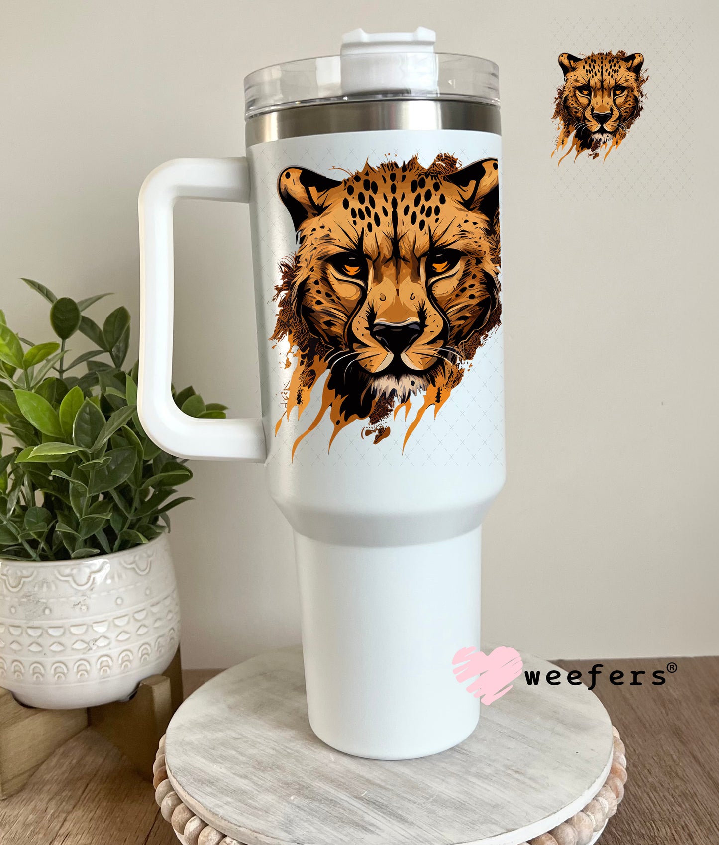 Brown Cheetah UV DTF Decal 40oz Tumbler Decal Weefers