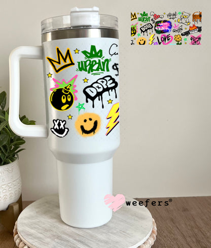 Retro Colorful Graffiti UV DTF Cup Wrap - Weefers Exclusive Wrap 40oz Tumbler Cup Wrap Weefers