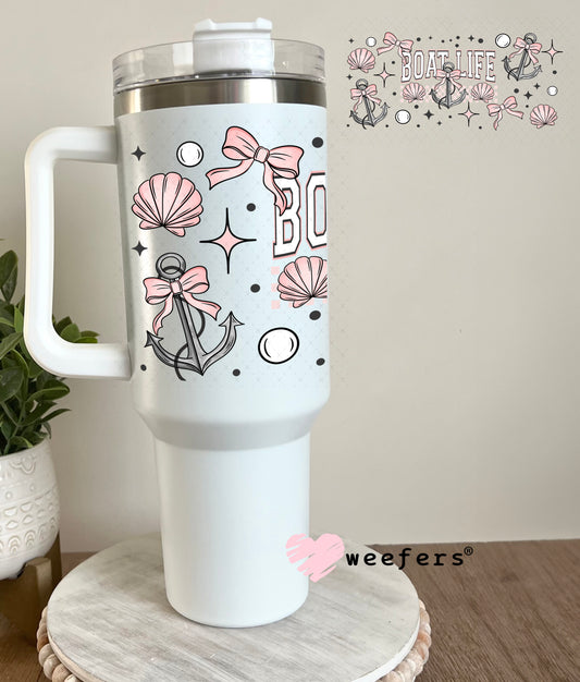 Pink Boat Life UV DTF Cup Wrap 40oz Tumbler Cup Wrap Weefers