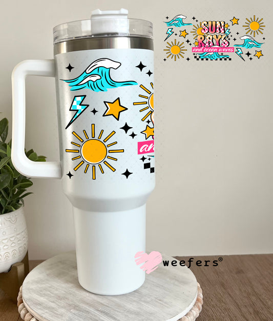 Sun Rays and Ocean Waves UV DTF Cup Wrap 40oz Tumbler Cup Wrap Weefers