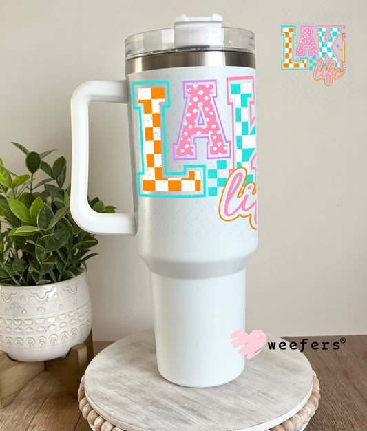 Lake Life Checkers and Polka Dots UV DTF Decal 40oz Tumbler Decal Weefers