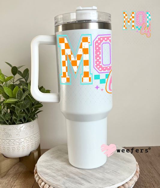 Mom Life Checkers and Polka Dots UV DTF Decal 40oz Tumbler Decal Weefers