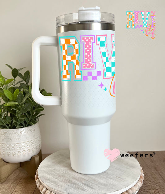 River Life Checkers and Polka Dots UV DTF Decal 40oz Tumbler Decal Weefers