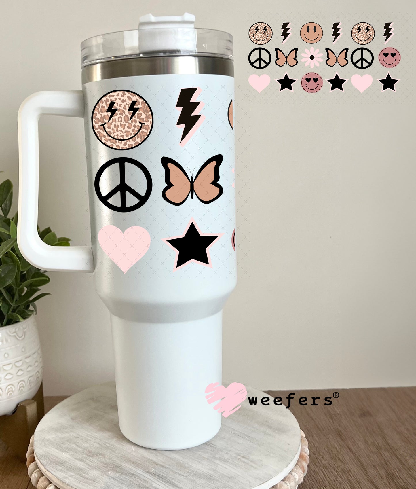 Neutral Smile Faces UV DTF Cup Wrap - Weefers Exclusive Wrap 40oz Tumbler Cup Wrap Weefers