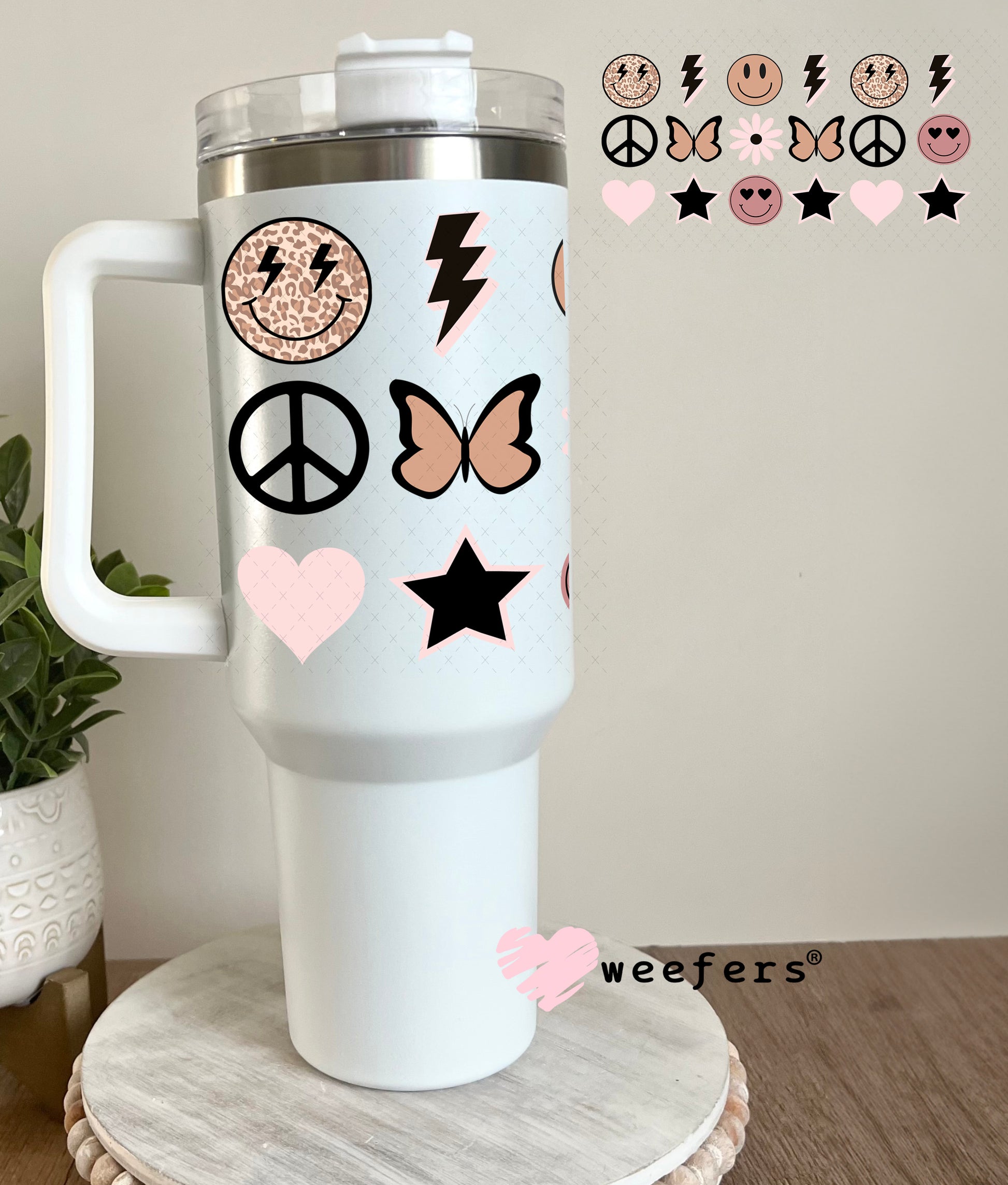 Neutral Smile Faces UV DTF Cup Wrap - Weefers Exclusive Wrap 40oz Tumbler Cup Wrap Weefers