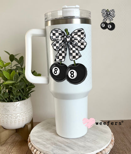 Black and White Checkered Bow Eightball UV DTF Decal 40oz Tumbler Decal Weefers