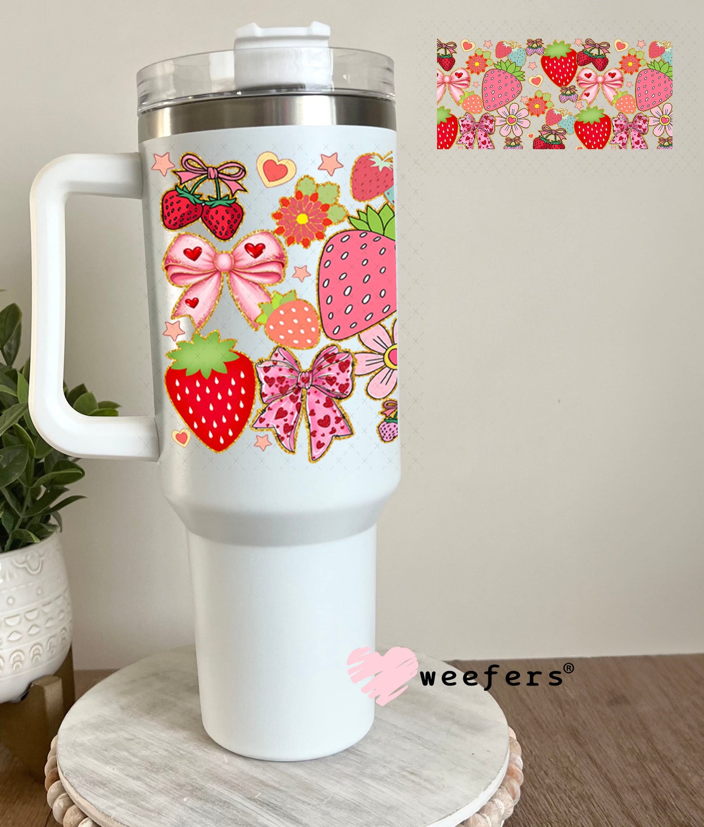 Strawberry Fields UV DTF Cup Wrap - Weefers Exclusive Wrap 40oz Tumbler Cup Wrap Weefers