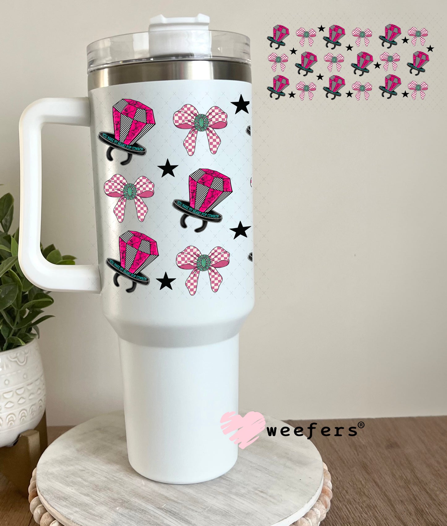 Magenta Ring Pops and Bows UV DTF Cup Wrap - Weefers Exclusive Wrap 40oz Tumbler Cup Wrap Weefers