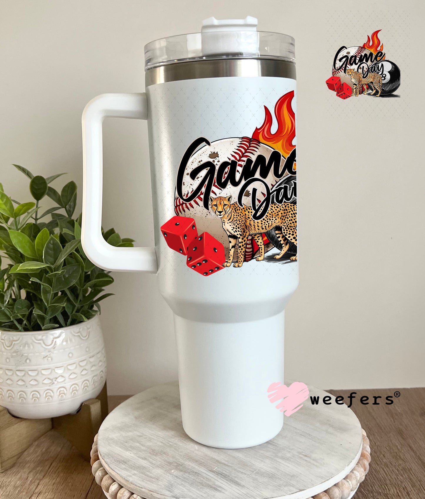Game Day Bringing the Heat UV DTF Decal 40oz Tumbler Weefers