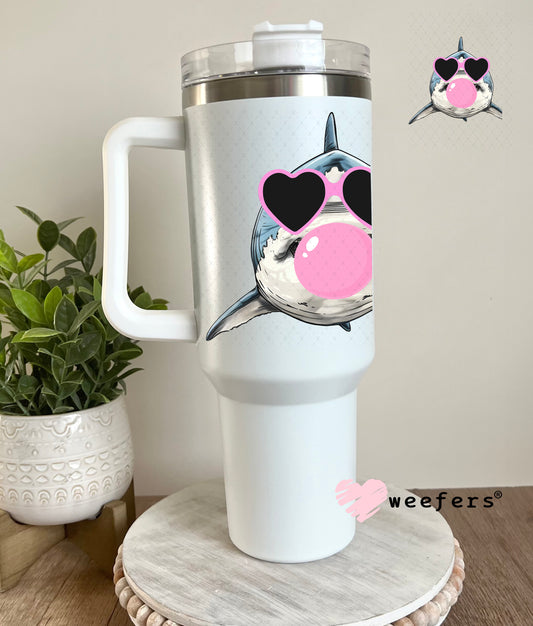 Bubble Gum Shark UV DTF Decal 40oz Tumbler Decal Weefers