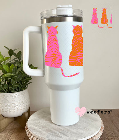 Pink and Orange Tigers UV DTF Decal 40oz Tumbler Decal Weefers