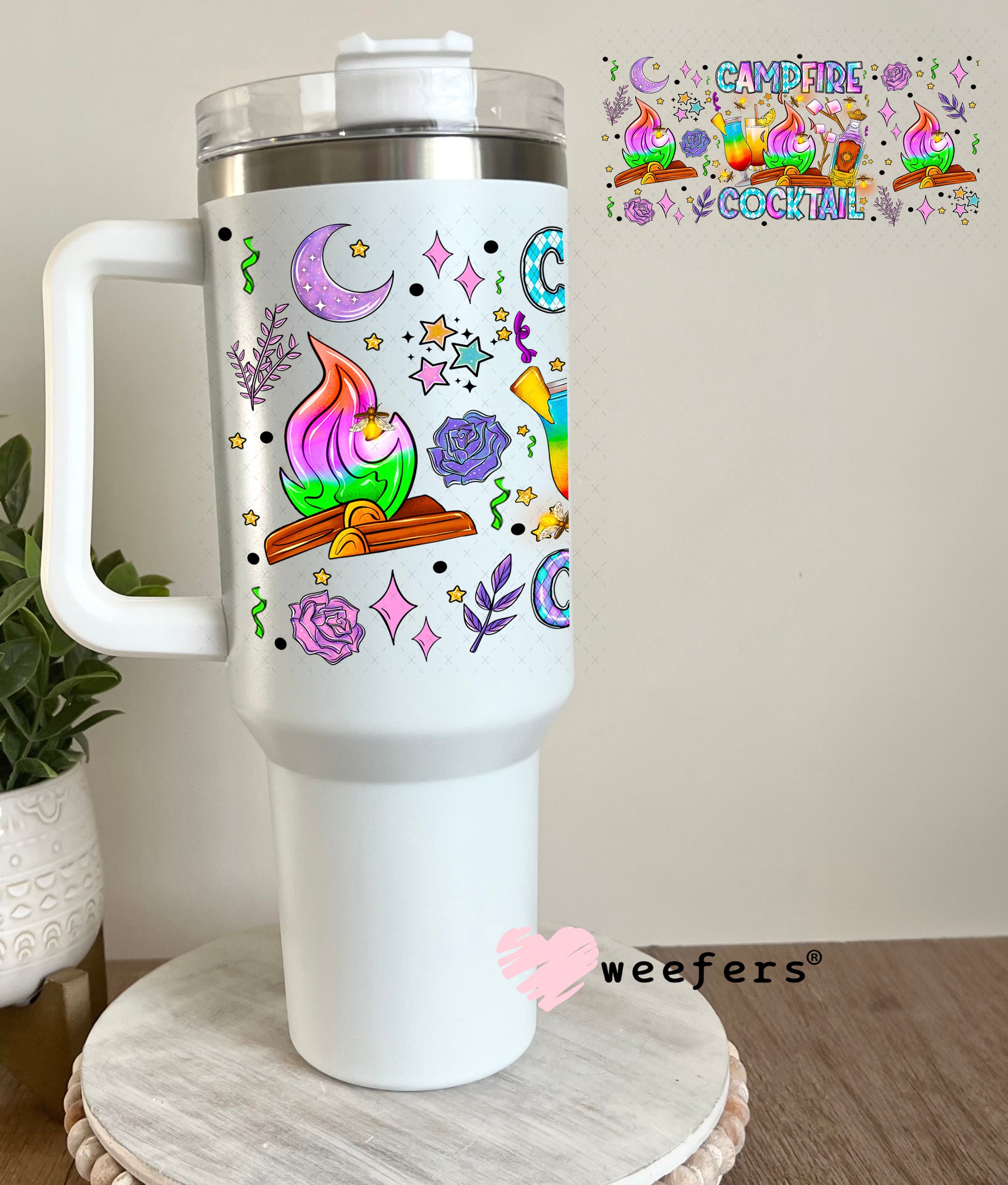 Campfire Cocktail UV DTF Cup Wrap - Weefers Exclusive Wrap 40oz Tumbler Cup Wrap Weefers