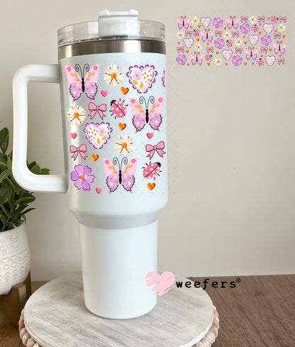 Purple Butterflies and Cream Flowers UV DTF Cup Wrap 40oz Tumbler Cup Wrap Weefers