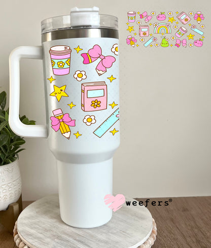 School Days and Teacher Favorite Things UV DTF Cup Wrap 40oz Tumbler Cup Wrap Weefers