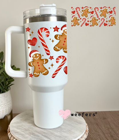 Gingerbread and Candy Canes UV DTF Cup Wrap 40oz Tumbler Cup Wrap Weefers