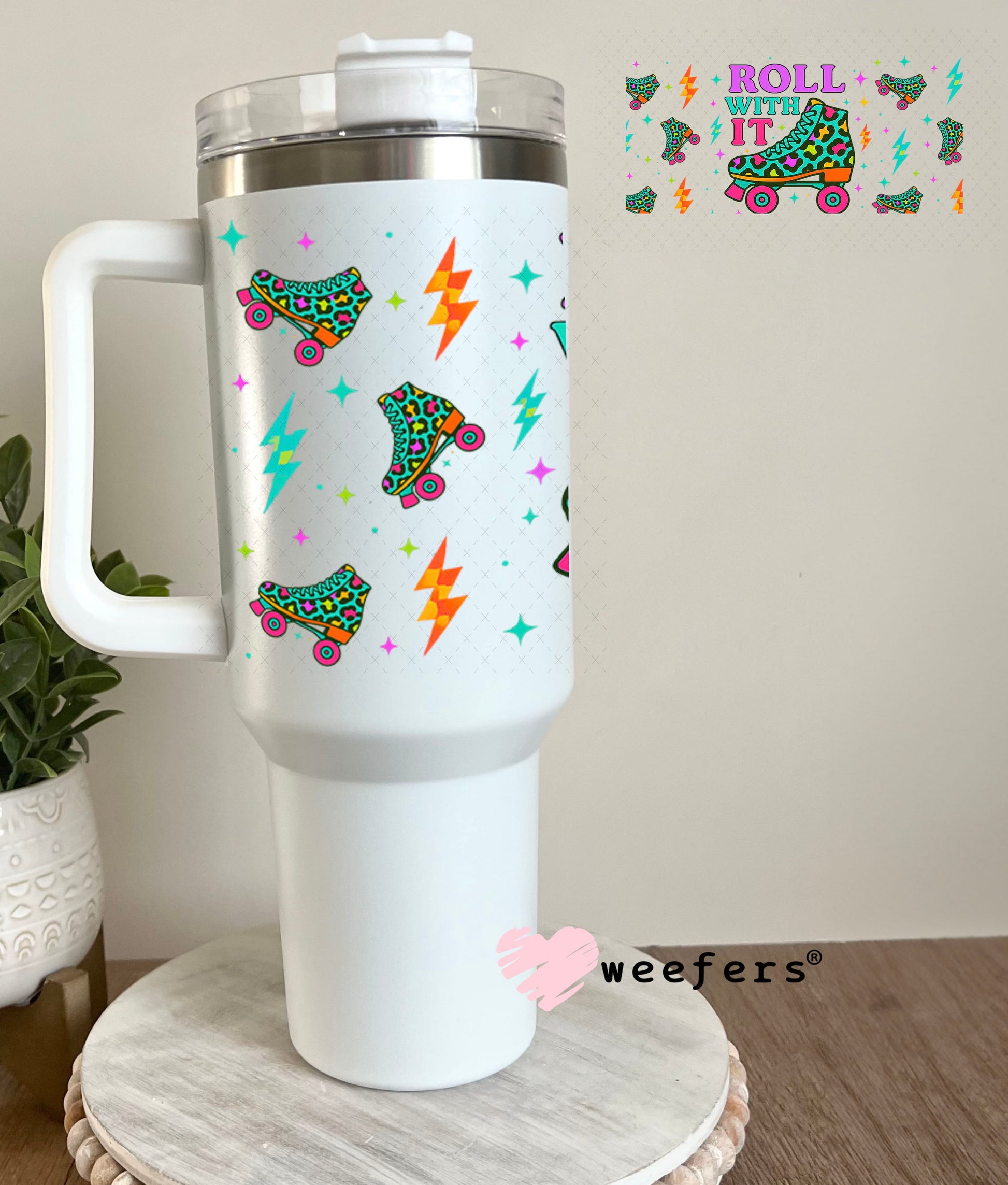 Roll With It Skates UV DTF Cup Wrap - Weefers® Exclusive 40oz Tumbler Wrap Weefers