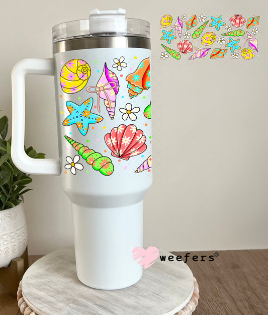 Purple and Green Seashells UV DTF Cup Wrap 40oz Tumbler Cup Wrap Weefers
