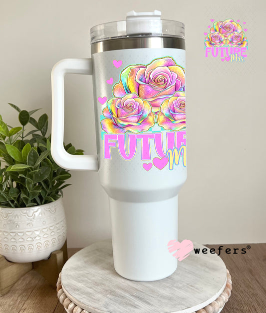 Future Mrs Pastel Flowers UV DTF Decal 40oz Tumbler Decal Weefers