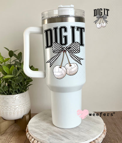 Dig It Volleyball Cherries UV DTF Decal 40oz Tumbler Decal Weefers