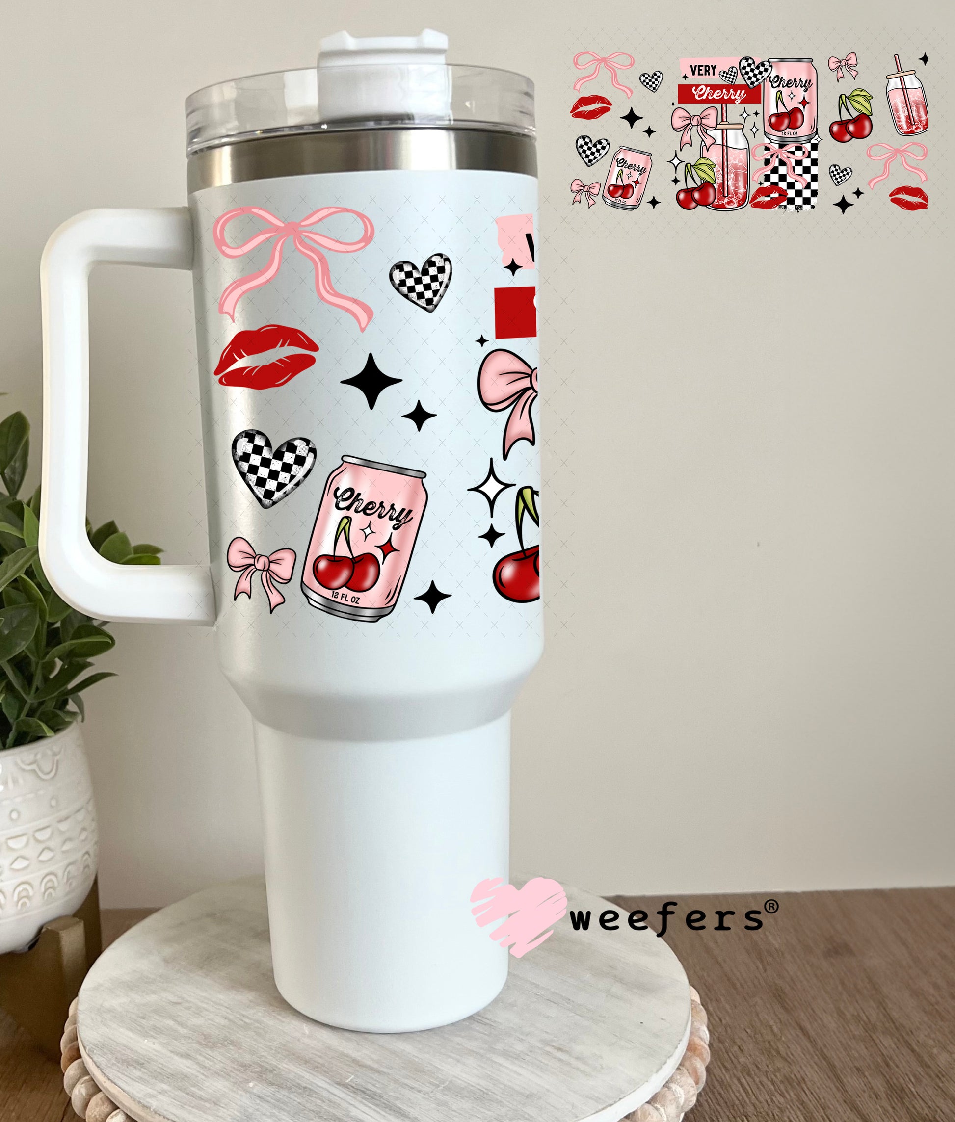 Very Cherry UV DTF Cup Wrap 40oz Tumbler Cup Wrap Weefers