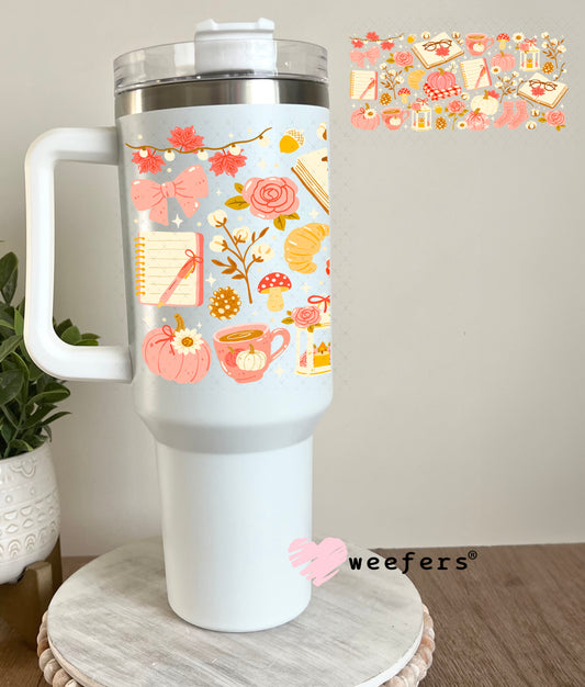 Fall Cozy Book Reader Cottagecore UV DTF Cup Wrap 40oz Tumbler Cup Wrap Weefers