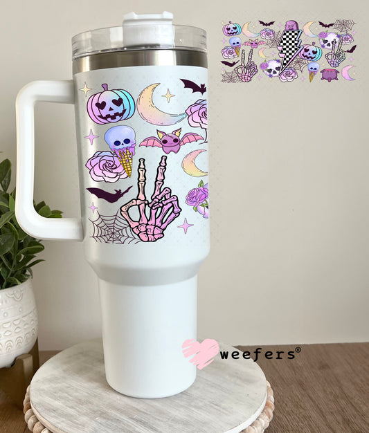 Purple Skulls and Pumpkins Halloween UV DTF Cup Wrap 40oz Tumbler Cup Wrap Weefers