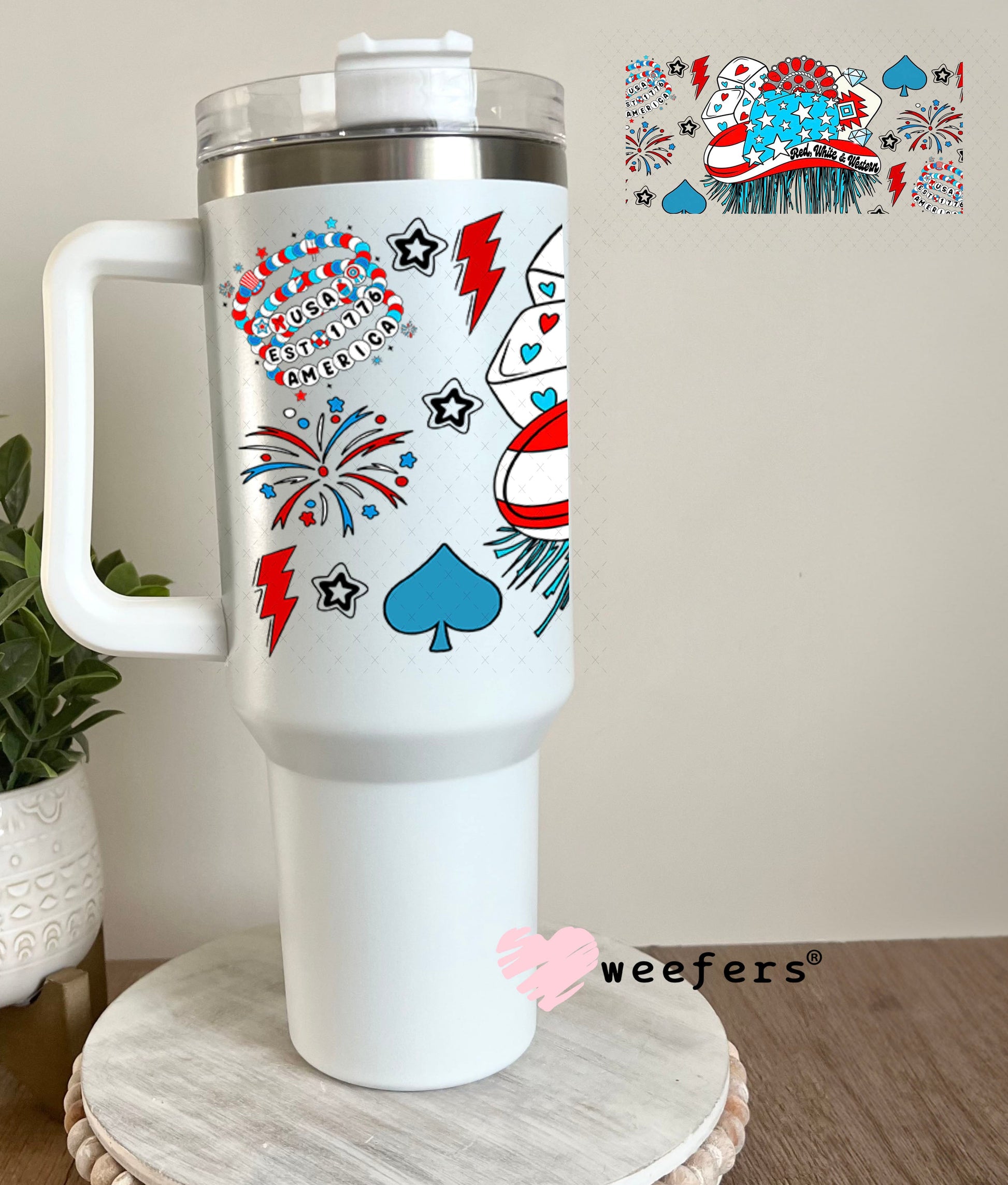 Red White Western UV DTF Cup Wrap - Weefers Exclusive Wrap 40oz Tumbler Wrap Weefers