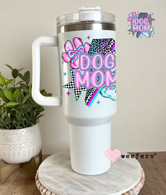 Dog Mom Purple Blue Lightening Bolt UV DTF Decal 40oz Tumbler Decal Weefers