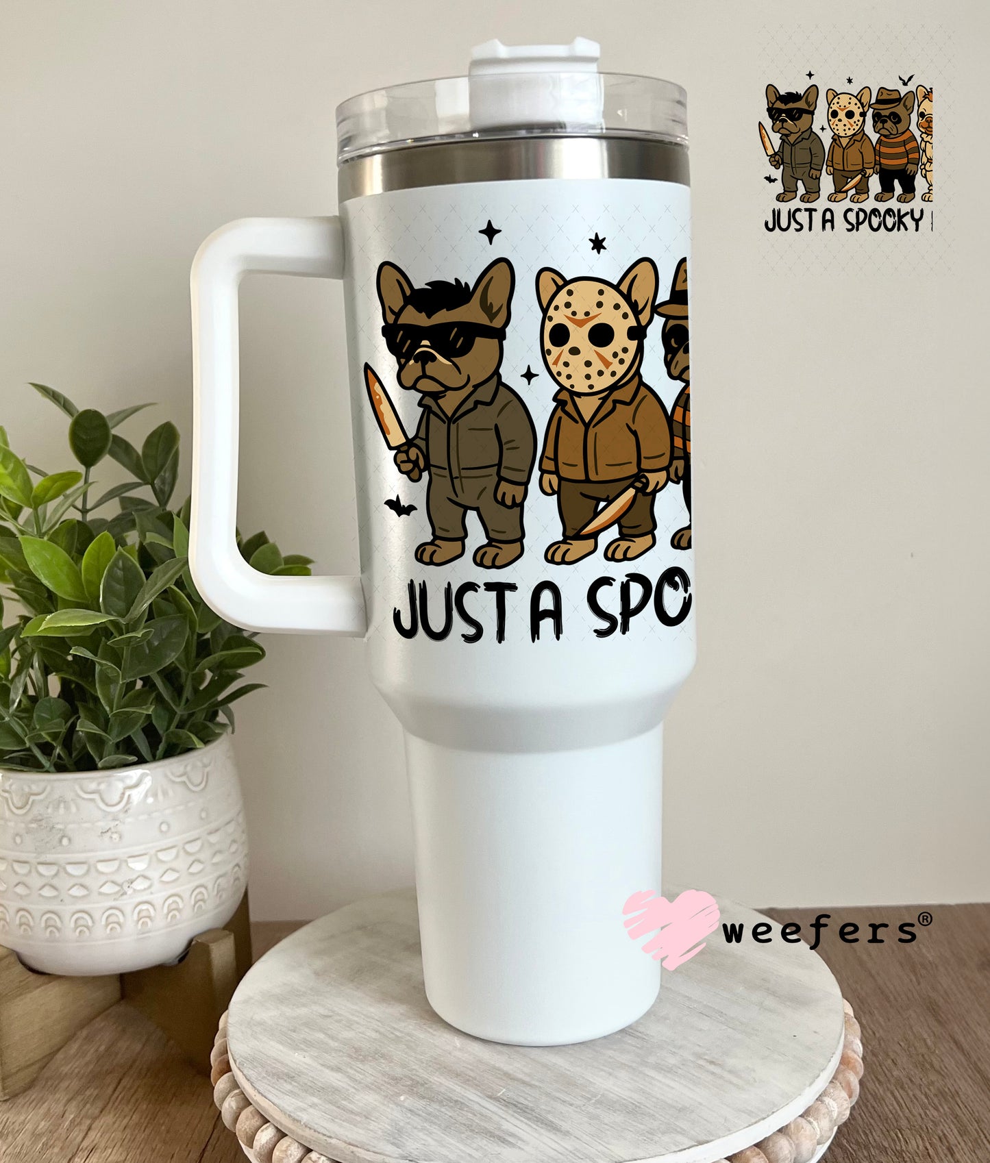 Just a Spooky Paw Halloween UV DTF Decal 40oz Tumbler Weefers