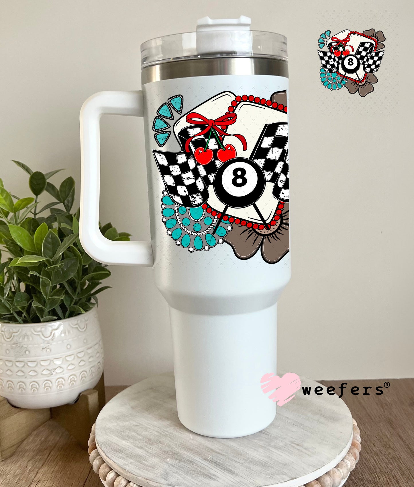 Race Day Western UV DTF Decal 40oz Tumbler Weefers