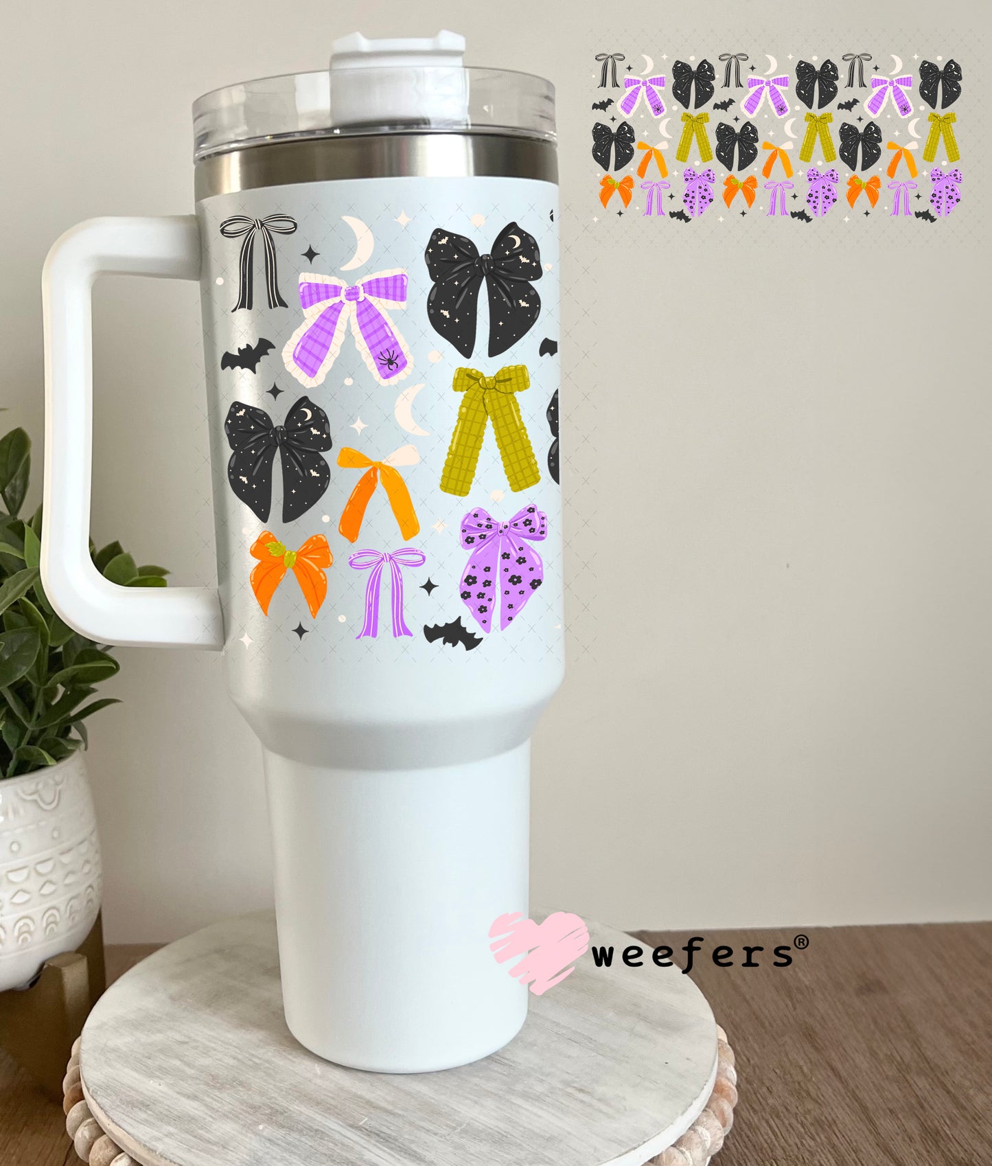 Halloween Bows UV DTF Cup Wrap 40oz Tumbler Cup Wrap Weefers