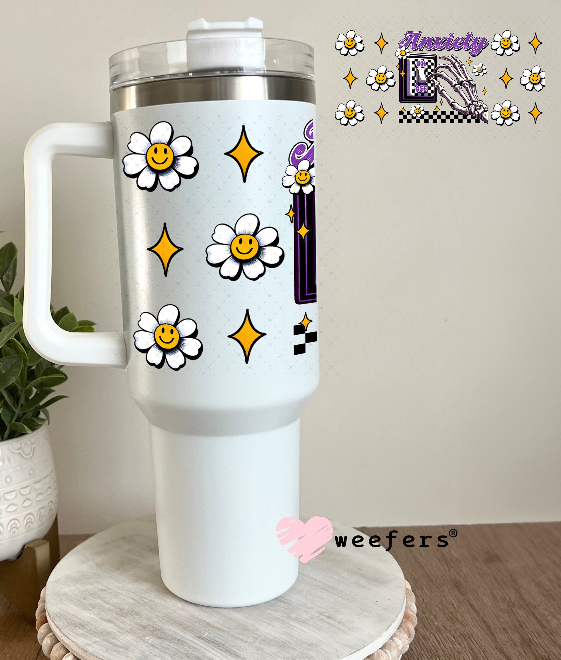 Anxiety On Purple UV DTF Cup Wrap - Weefers Exclusive 40oz Tumbler Cup Wrap Weefers