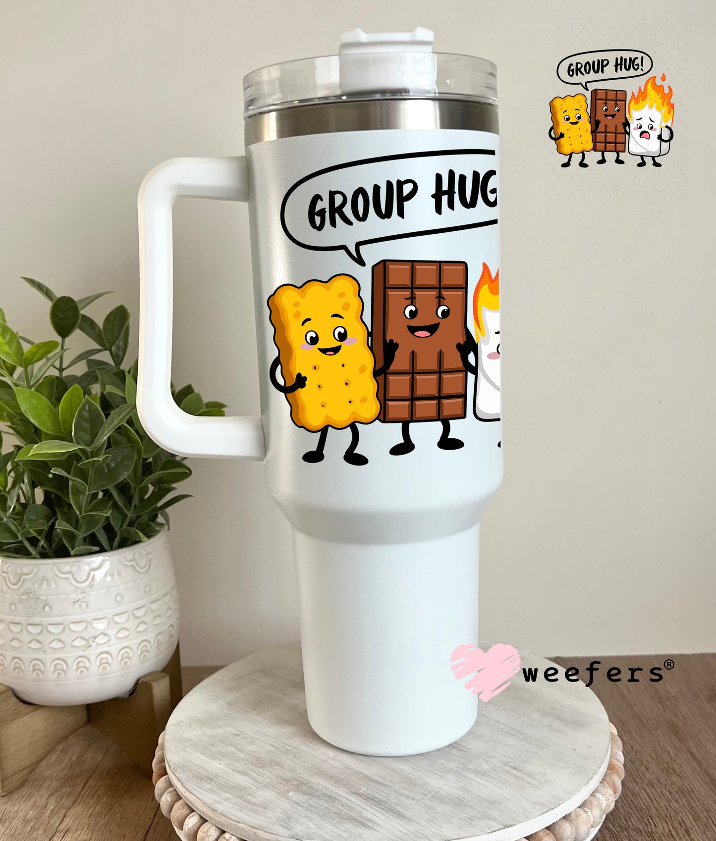 Group Hug Smores UV DTF Decal 40oz Tumbler Decal Weefers