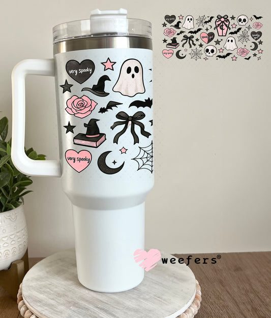 Pink and Black Ghost and UV DTF Cup Wrap 40oz Tumbler Cup Wrap Weefers