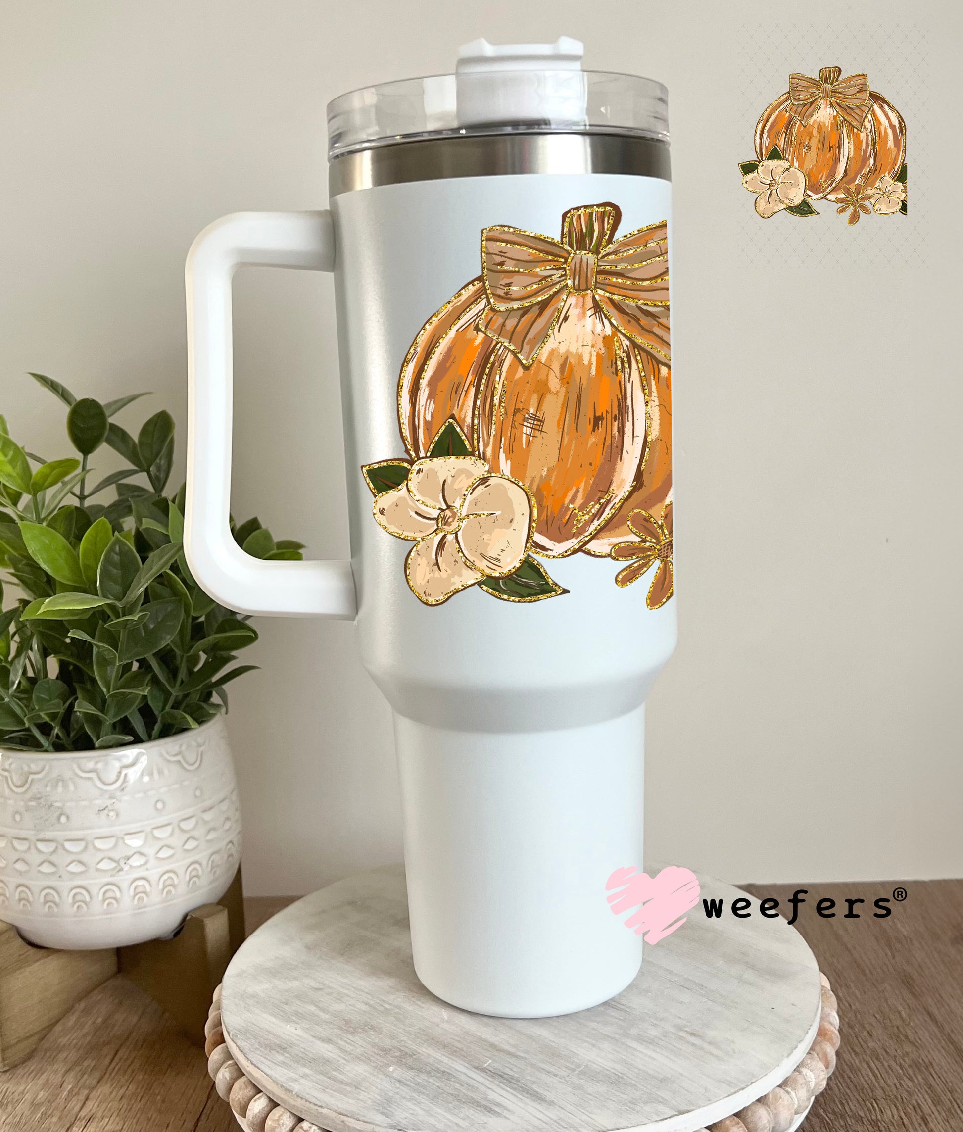 Autumn Pumpkin UV DTF Decal 40oz Tumbler Decal Weefers