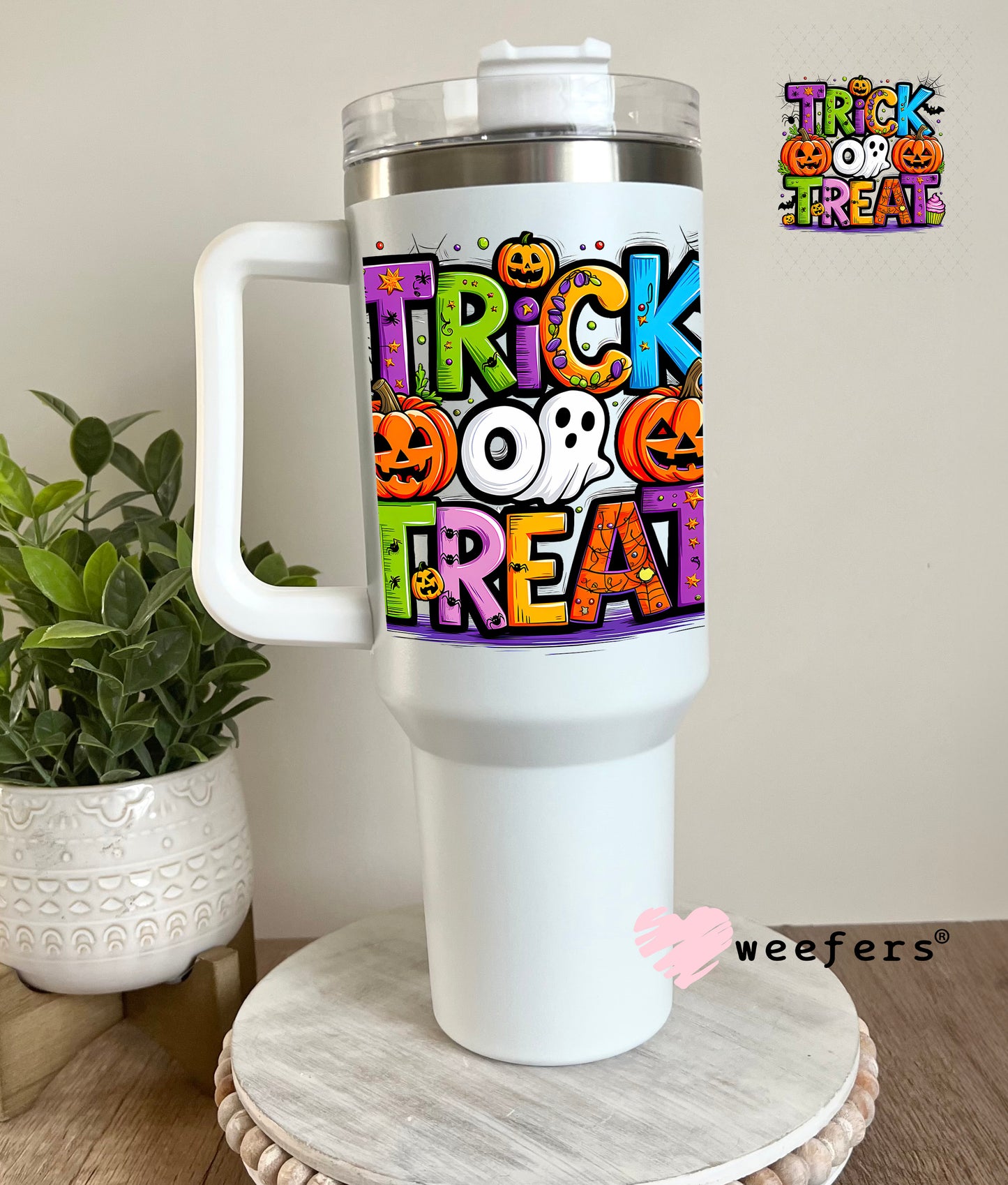 Trick or Treat UV DTF Decal 40oz Tumbler Decal Weefers