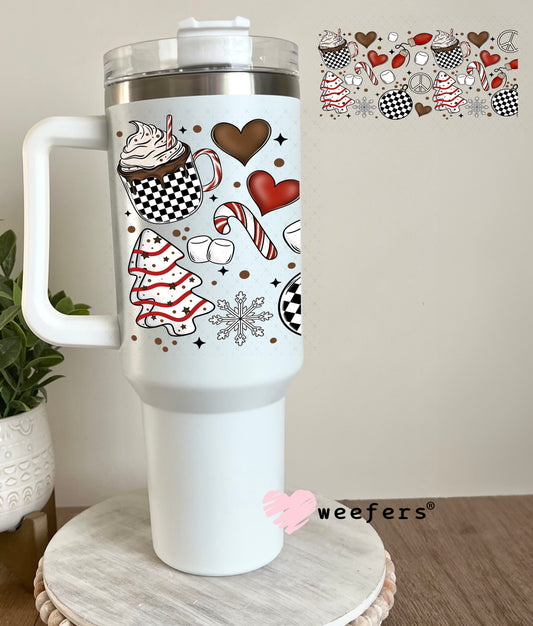 Christmas Black and White Checkers UV DTF Cup Wrap 40oz Tumbler Cup Wrap Weefers