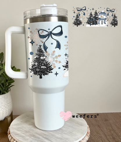 Navy Blue Snowman Christmas UV DTF Cup Wrap 40oz Tumbler Cup Wrap Weefers